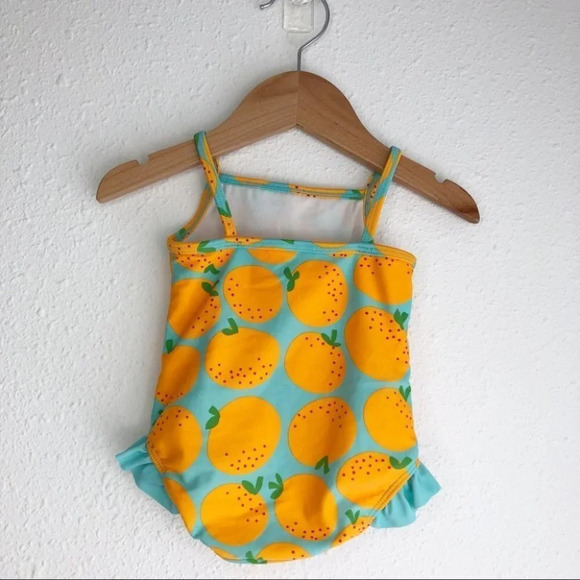 Tucker + Tate swimsuit one‎ piece aqua blue with oranges size 9 months - Picture 2 of 9